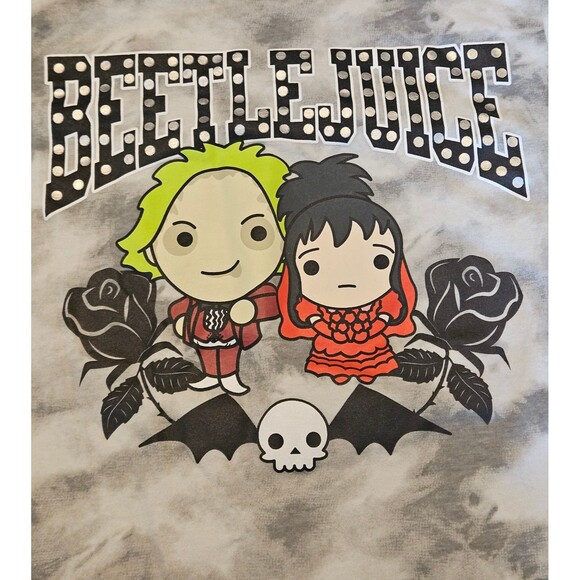 Beetlejuice Tshirt Youth Size 12 Kids Spooky Halloween Skulls Roses - Picture 2 of 4